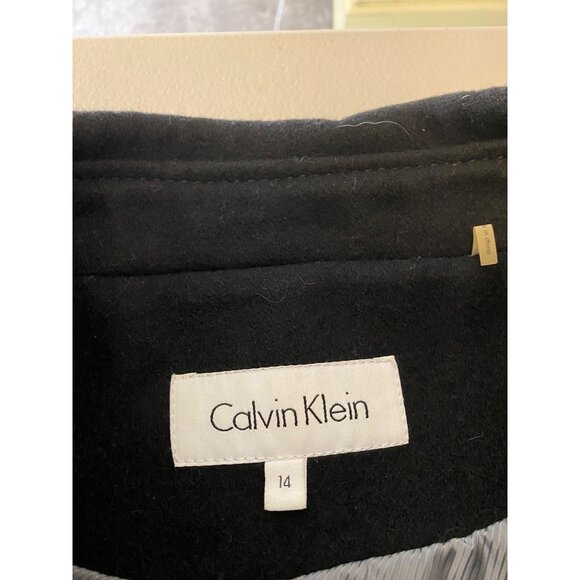 Calvin Klein Womens Black Wool-Blend Cropped Jacket With Knit Cuffs Size 14 - Picture 3 of 10